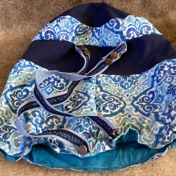 Navy Blue Big Drawstring Slouch Gather Backpack Handbag